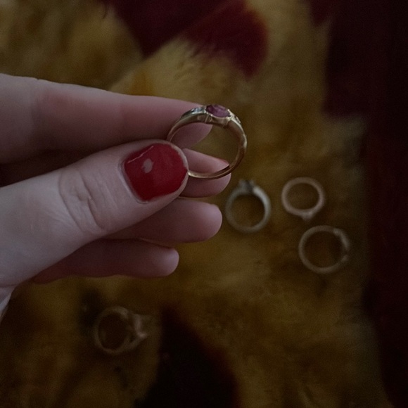 pink tourmaline with white topaz accent ring - Picture 2 of 2